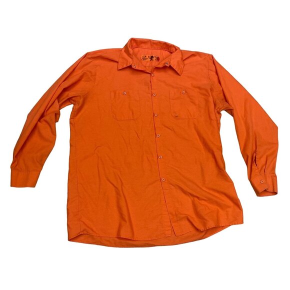 3 Red Kap Mens XXL Long Sleeve Orange Work Shirt Cotton Dual Chest Pockets - Picture 11 of 13